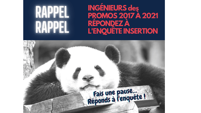 RAPPEL  : Promos sortantes 2017 à 2021, répondez vite à l'enquête annuelle sur l'insertion professionnelle des diplômés de la  Conférence des Grandes Écoles