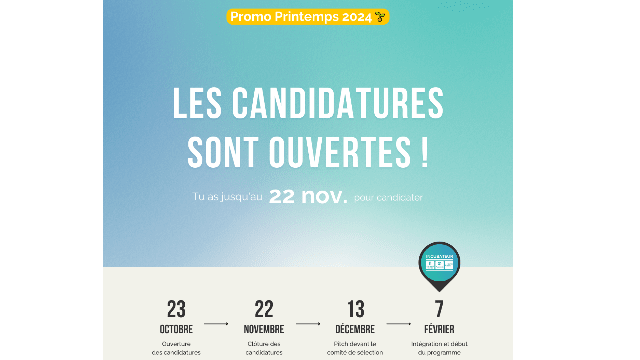 Appel aux start-upeuses et aux start-upeurs ! recrutement nouvelle promotion printemps 2024