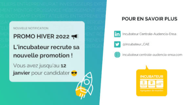 Appel aux start-upeuses et aux start-upeurs ! recrutement nouvelle promotion hiver 2022